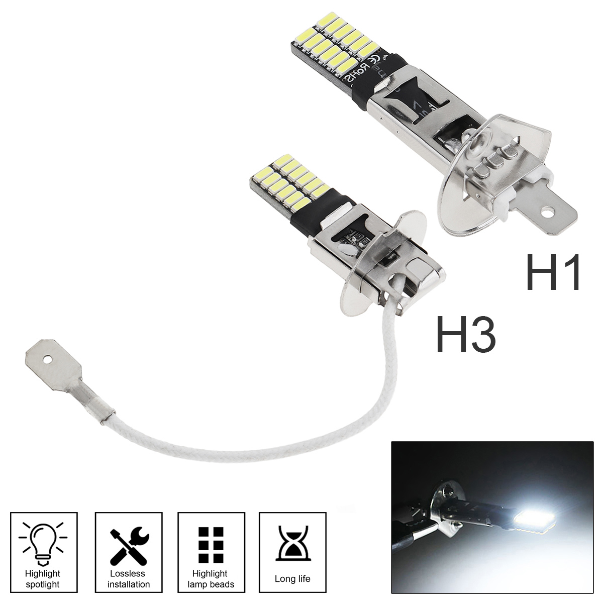 MoveFlash 1PC H1 H3 5W Canbus LED  ڵ Ȱ ..